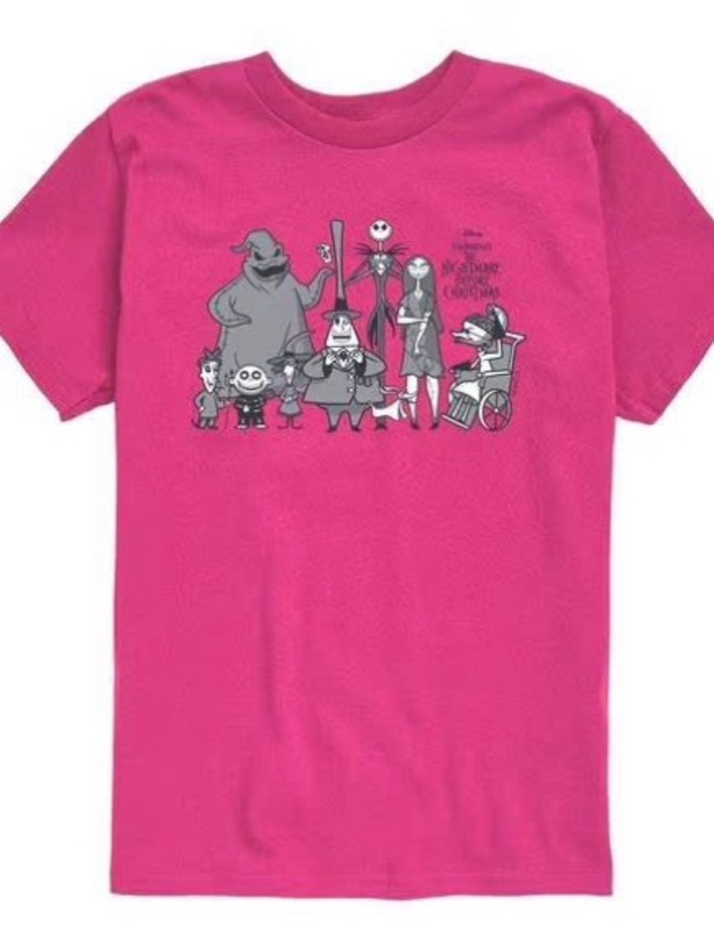 Pink Short-Sleeve Tee with Nightmare Before Christmas Characters